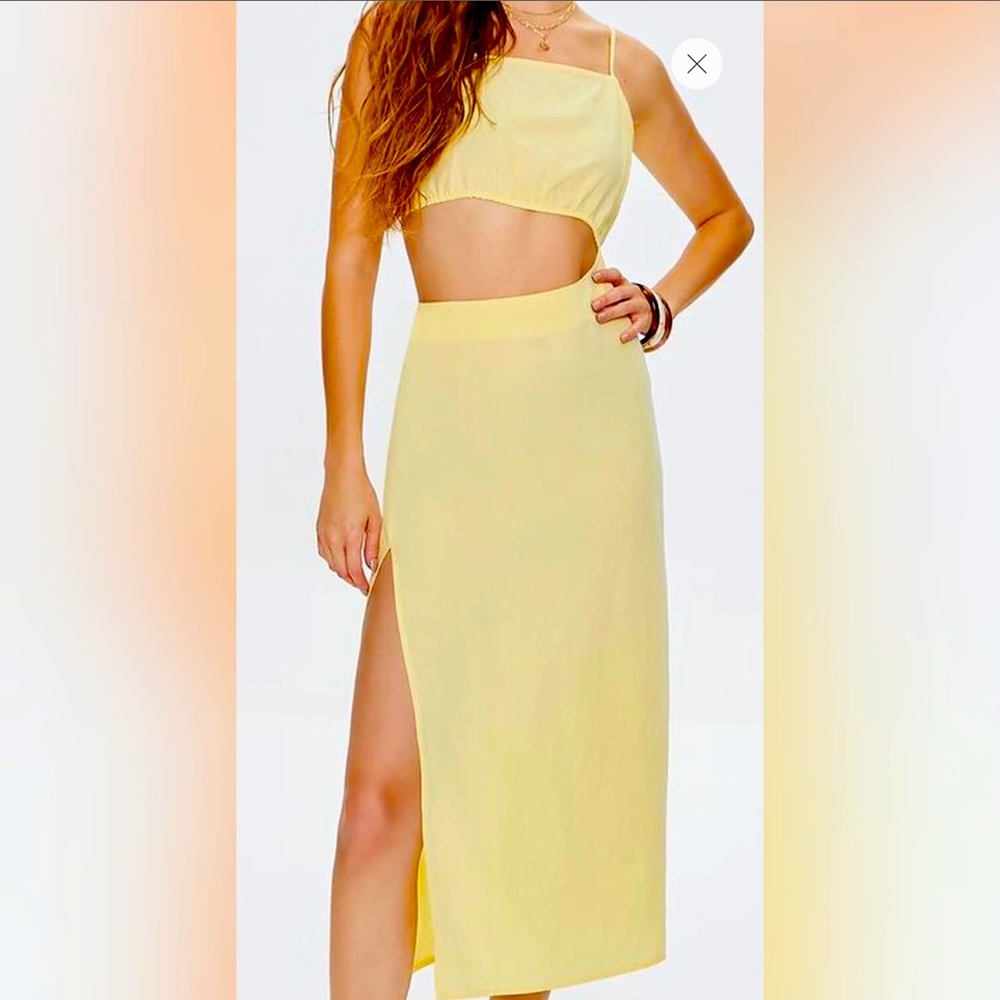 Yellow Cutout Dress Midi Dress